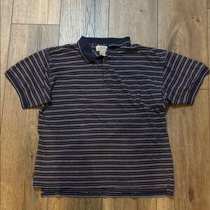 Men’s Izod Striped Vintage Polo Shirt in Navy and Red Size XL